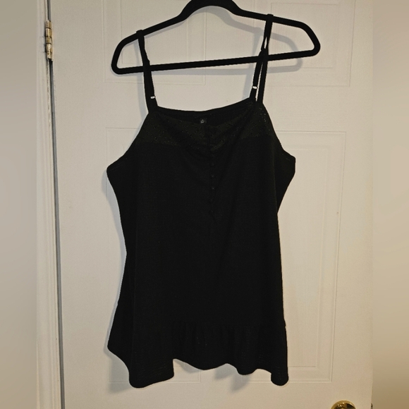 Torrid Top Womens Size 2X Black Sleeveless Lace Babydoll Cami Tank Top - Picture 1 of 6